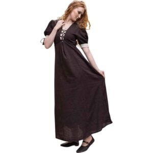 Denise Women's Medieval Summer Dress - Brown with Natural