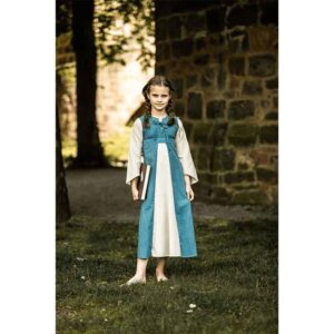 Elsa Girls Medieval Dress - Blue with Natural
