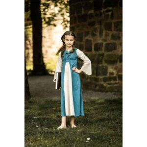 Elsa Girls Medieval Dress - Blue with Natural