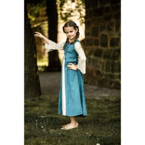 Elsa Girls Medieval Dress - Blue with Natural