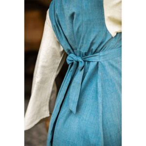 Ilse Medieval Cotton Dress - Dove Blue with Natural