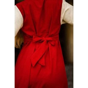 Ilse Medieval Cotton Dress - Red with Natural