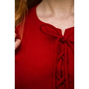 Ilse Medieval Cotton Dress - Red with Natural