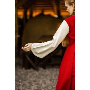 Ilse Medieval Cotton Dress - Red with Natural