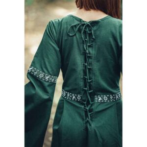 Ava Autumn Medieval Dress - Green with Natural