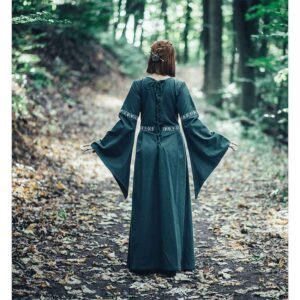 Ava Autumn Medieval Dress - Green with Natural
