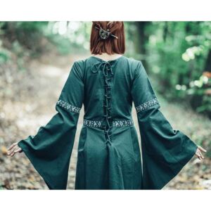 Ava Autumn Medieval Dress - Green with Natural