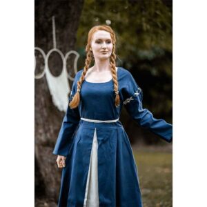 Larina Medieval Dress - Dove Blue with Natural
