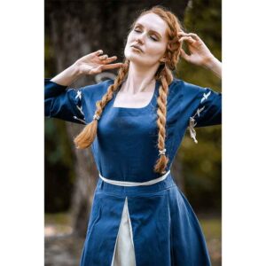 Larina Medieval Dress - Dove Blue with Natural