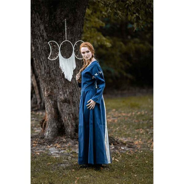 Larina Medieval Dress - Dove Blue with Natural