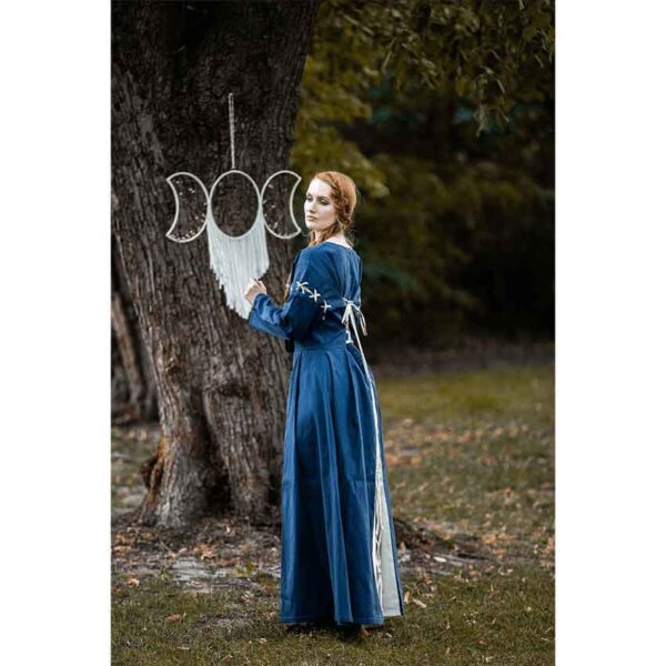Larina Medieval Dress - Dove Blue with Natural