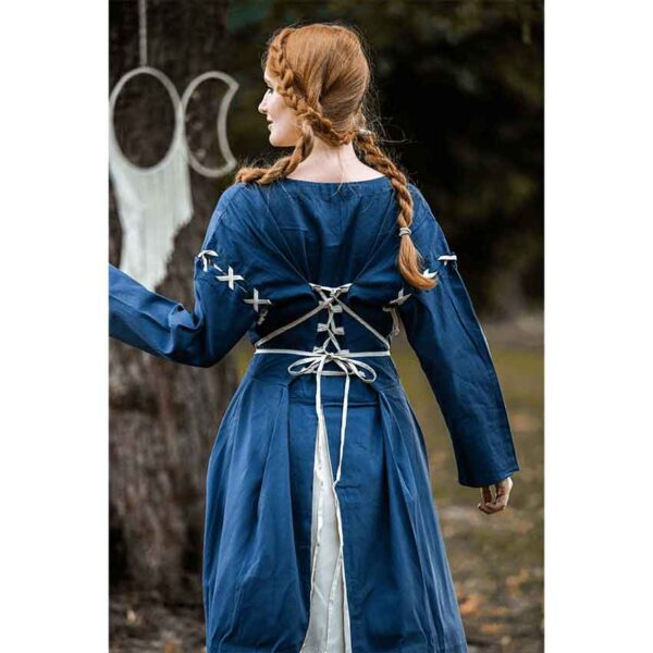 Larina Medieval Dress - Dove Blue with Natural