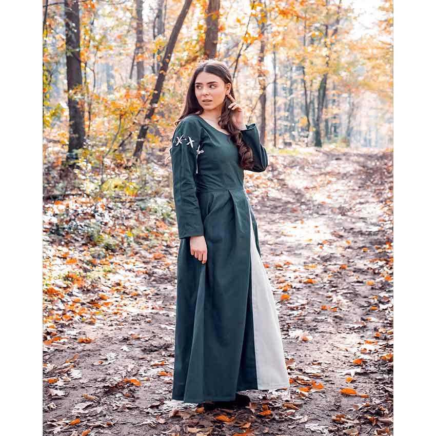 Larina Medieval Dress - Green with Natural