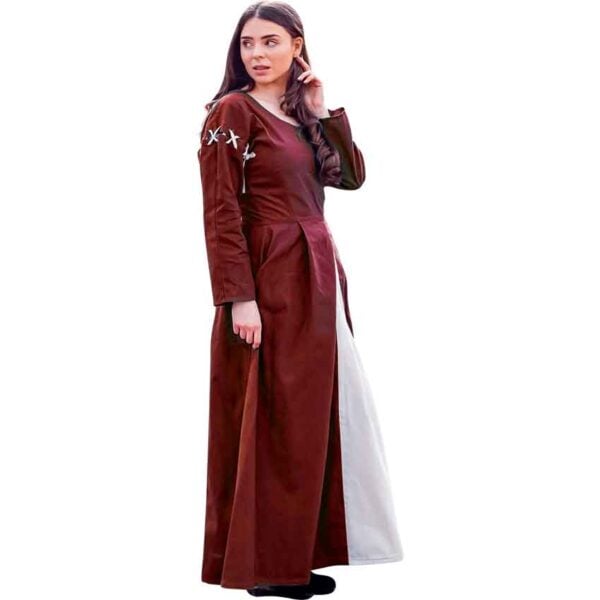 Larina Medieval Dress - Red with Natural