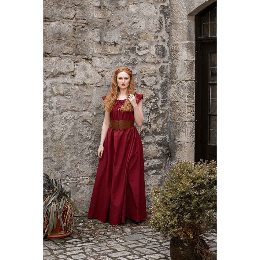 Clara Ruffled Shoulder Medieval Dress - Red