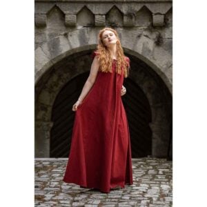 Clara Ruffled Shoulder Medieval Dress - Red