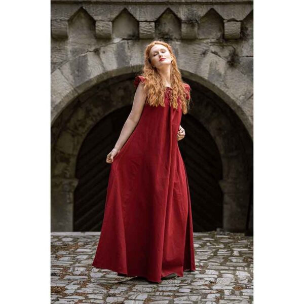 Clara Ruffled Shoulder Medieval Dress - Red