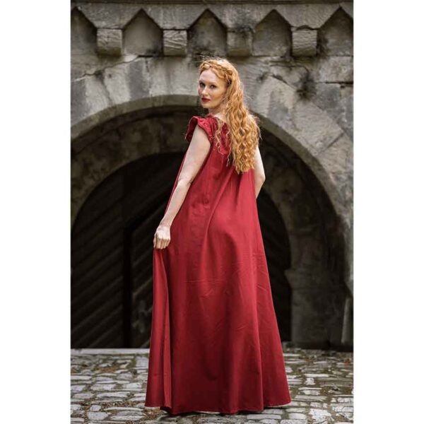 Clara Ruffled Shoulder Medieval Dress - Red