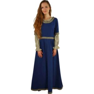 Ennlin Medieval Noble's Short Sleeve Dress - Blue