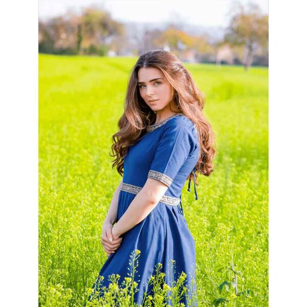 Ennlin Medieval Noble's Short Sleeve Dress - Blue