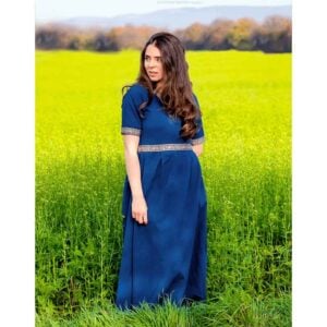 Ennlin Medieval Noble's Short Sleeve Dress - Blue