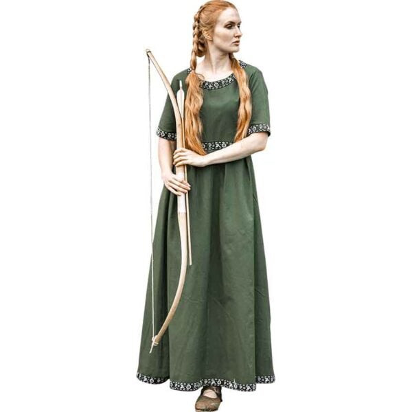 Ennlin Medieval Noble's Short Sleeve Dress - Green