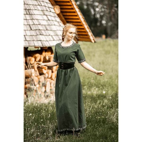 Ennlin Medieval Noble's Short Sleeve Dress - Green