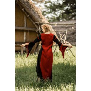 Berblin Medieval Trumpet Sleeve Dress - Black with Red