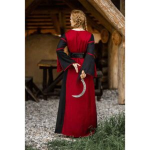 Berblin Medieval Trumpet Sleeve Dress - Black with Red