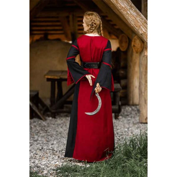 Berblin Medieval Trumpet Sleeve Dress - Black with Red