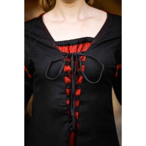 Berblin Medieval Trumpet Sleeve Dress - Black with Red