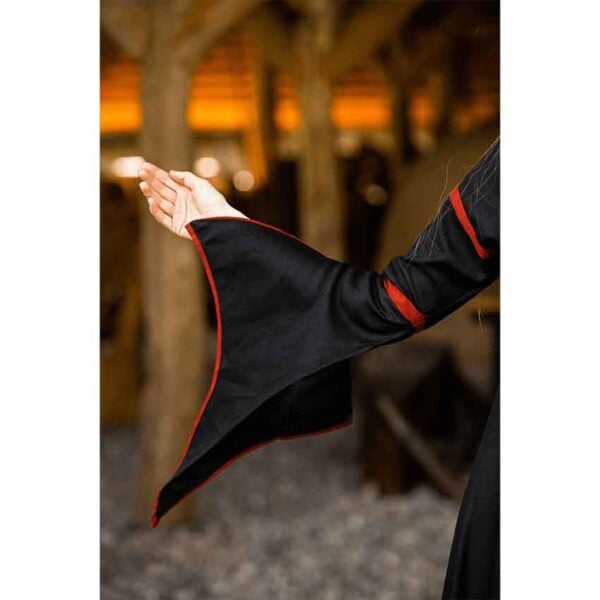 Berblin Medieval Trumpet Sleeve Dress - Black with Red