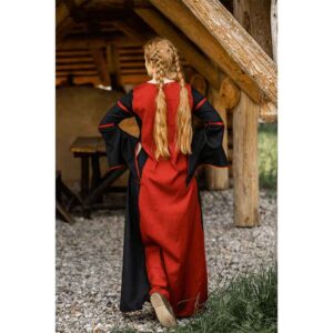 Berblin Medieval Trumpet Sleeve Dress - Black with Red