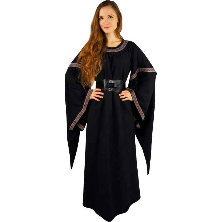 Ida Medieval Trumpet Sleeve Dress - Black