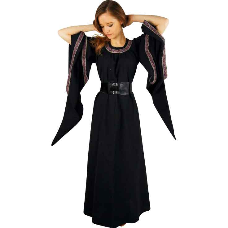 Ida Medieval Trumpet Sleeve Dress - Black