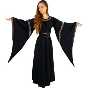 Ida Medieval Trumpet Sleeve Dress - Black