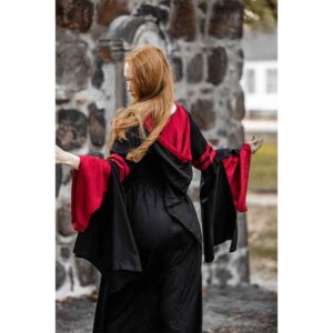 Isolde Hooded Medieval Dress - Black with Red
