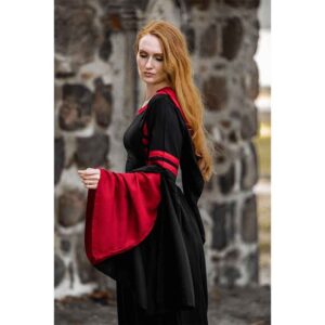 Isolde Hooded Medieval Dress - Black with Red