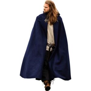 Tjark Wool Cloak with Wolf Clasp - Blue