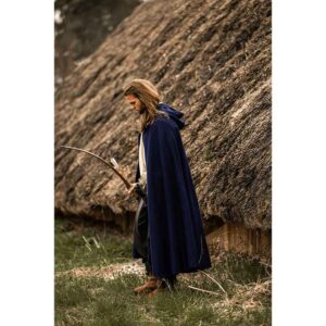Tjark Wool Cloak with Wolf Clasp - Blue