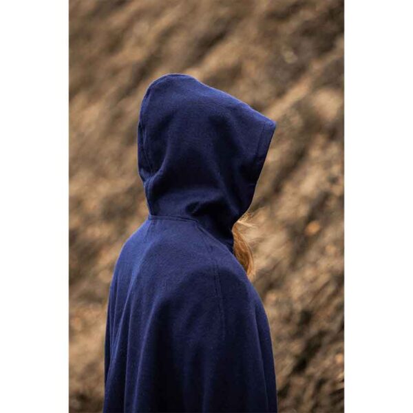 Tjark Wool Cloak with Wolf Clasp - Blue