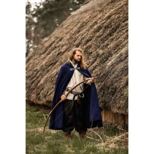 Tjark Wool Cloak with Wolf Clasp - Blue