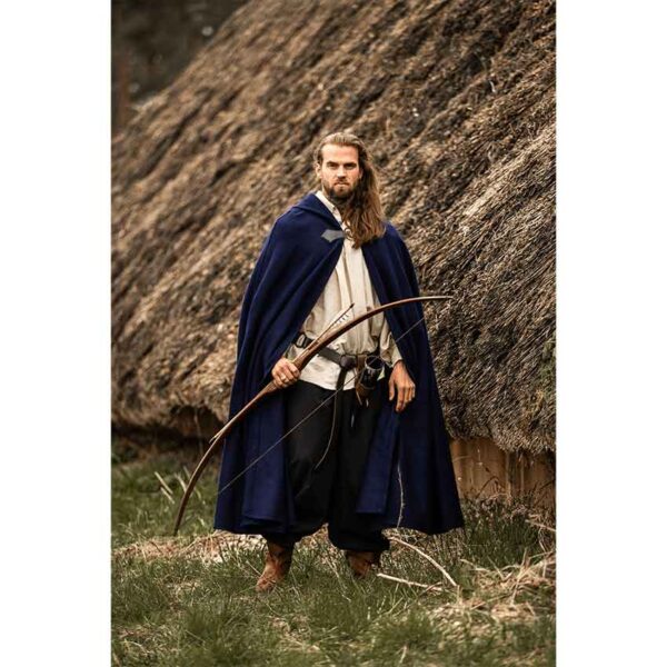Tjark Wool Cloak with Wolf Clasp - Blue
