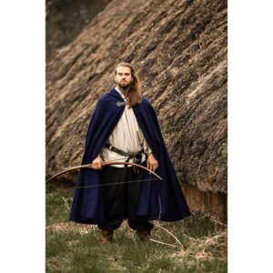 Tjark Wool Cloak with Wolf Clasp - Blue