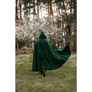 Tjark Wool Cloak with Wolf Clasp - Green