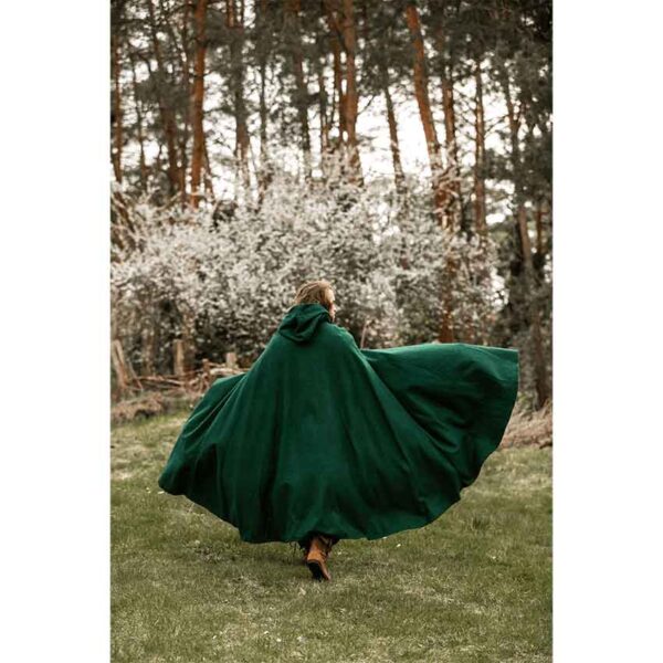 Tjark Wool Cloak with Wolf Clasp - Green