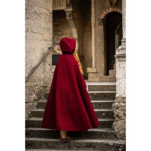 Tjark Wool Cloak with Wolf Clasp - Red