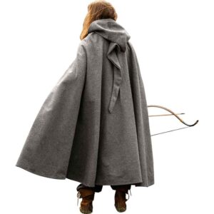 Ilmar Medieval Cloak with Dragon Clasp - Grey