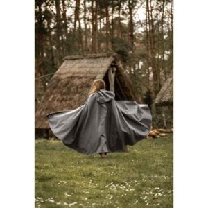 Ilmar Medieval Cloak with Dragon Clasp - Grey