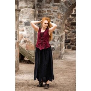 Selma Women's Embroidered Medieval Bodice - Red